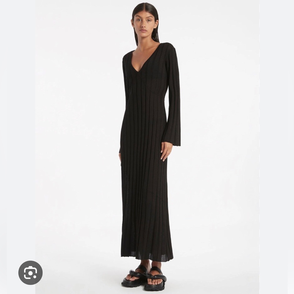 SIR THE LABEL - BASILE V NECK DRESS BLACK